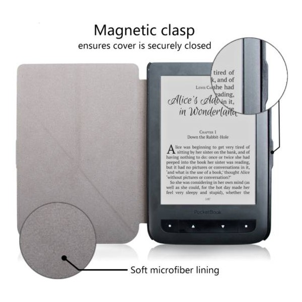 Pouzdro Origami Durable Lock pro Pocketbook 614 / 615 / 624 / 625 / 626 - červené, stojánek, magnet