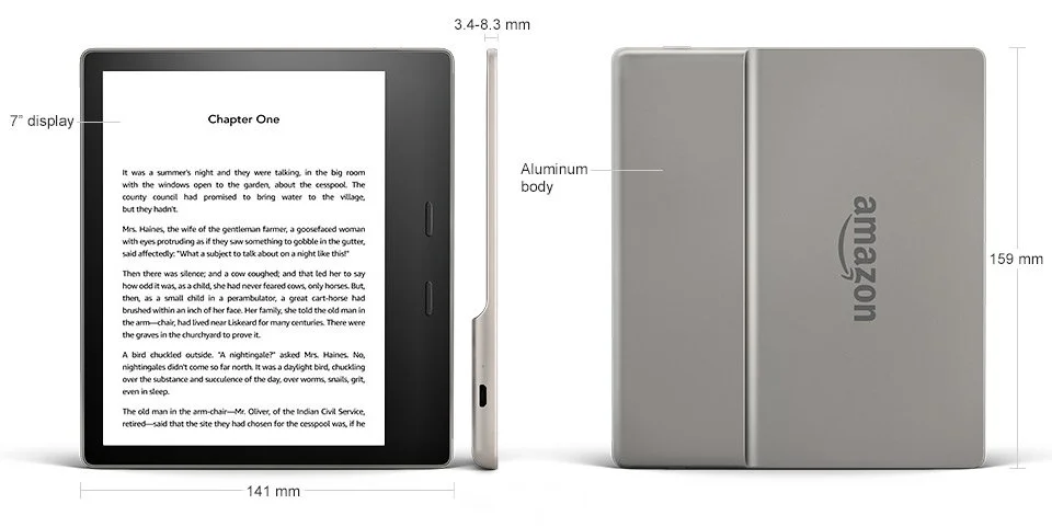 Amazon Kindle Oasis 3 - bez reklam, šedý - 32 GB, WiFi+3G, Bluetooth, IPX8