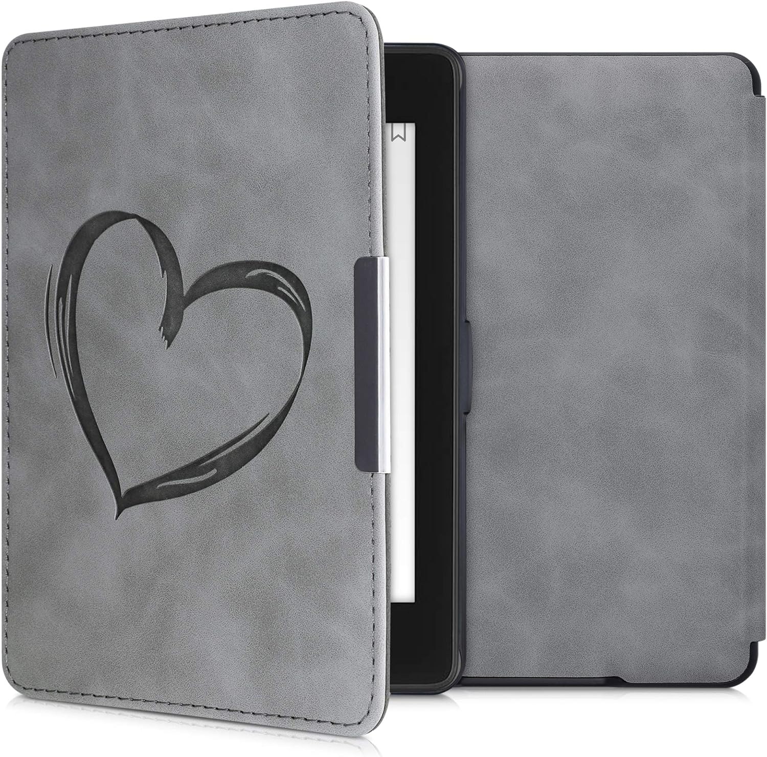 Pouzdro KW Mobile - Brushed Heart - KW4974707 - pro Amazon Kindle Paperwhite 1/2/3 - šedé