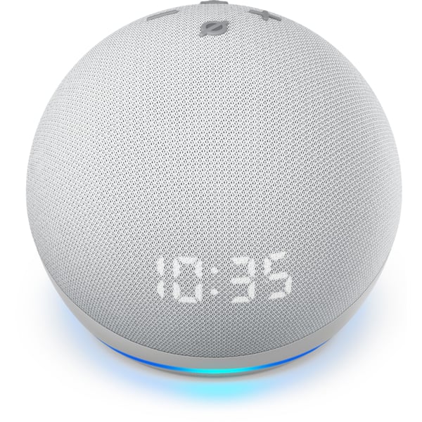 Amazon Echo DOT Clock 2022 (5. generace) - hlasový asistent s hodinami - Glacier White (bílý)