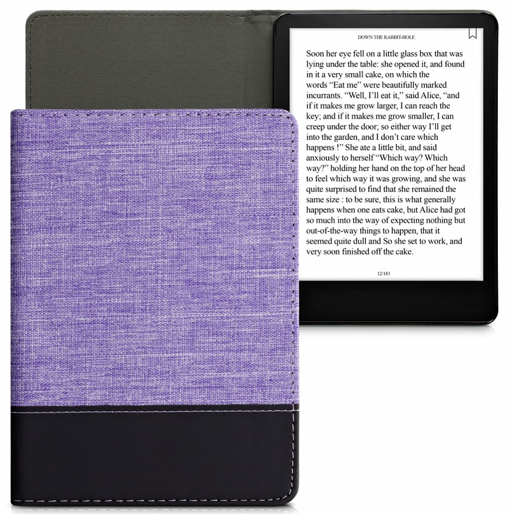 Pouzdro KW Mobile - Leather And Canvas - KW5762645 - pro Amazon Kindle Paperwhite 5 (2021) - fialové, černé