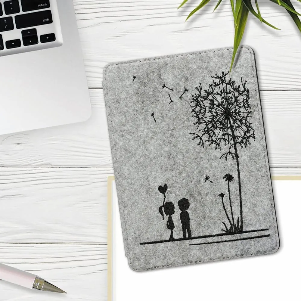 Pouzdro KW Mobile Felt Dandelion Love - KW5626001 - pro Amazon Kindle Paperwhite 5 (2021) - světle šedé