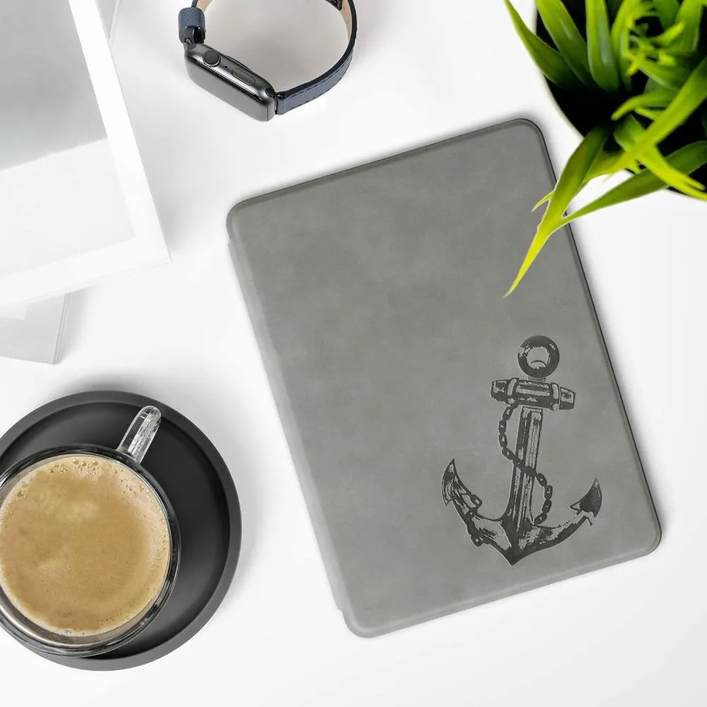 Pouzdro KW Mobile - Vintage Anchor -  KW5625709 - pro Amazon Kindle Paperwhite 5 (2021) - šedé