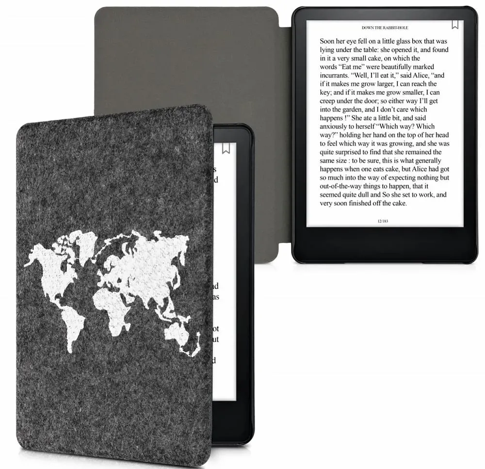 Pouzdro KW Mobile Felt Travel Outline - KW6075201 - pro Amazon Kindle Oasis 2/3 - černé