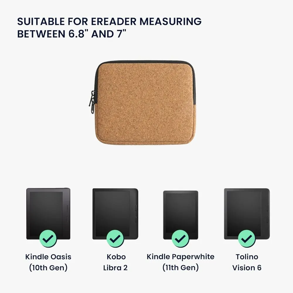 Pouzdro KW Mobile Cork Zipper - KW5901424 - Univerzální pouzdro pro čtečky 6-7" - hnědé