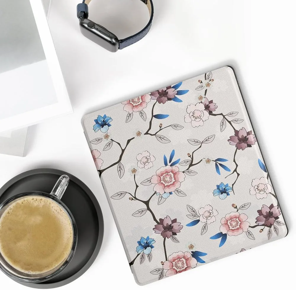 Pouzdro KW Mobile - Flower Leaf - KW4941742 - pro Amazon Kindle Oasis 2 / 3 - vícebarevné