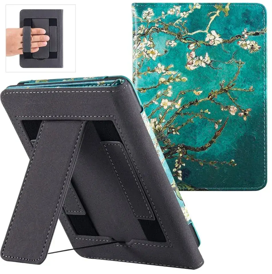 Fortress FT4007 - pouzdro se stojánkem pro Pocketbook 743 (G/C/K) - motiv Blue Garden, magnet, AutoSleep