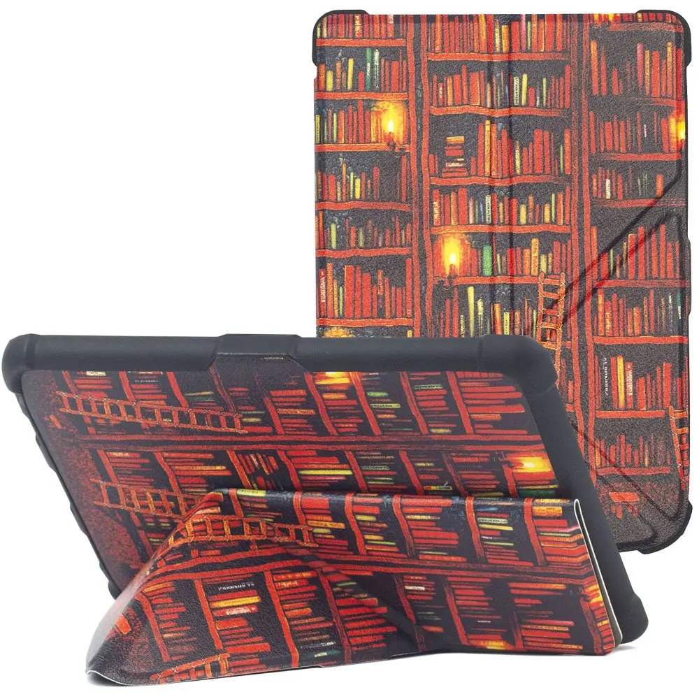 Origami Durable Lock ODL-104 pouzdro pro Pocketbook 616 / 617 / 618 / 627 / 628 / 632 / 633 - motiv Bookcase, stojánek, magnet