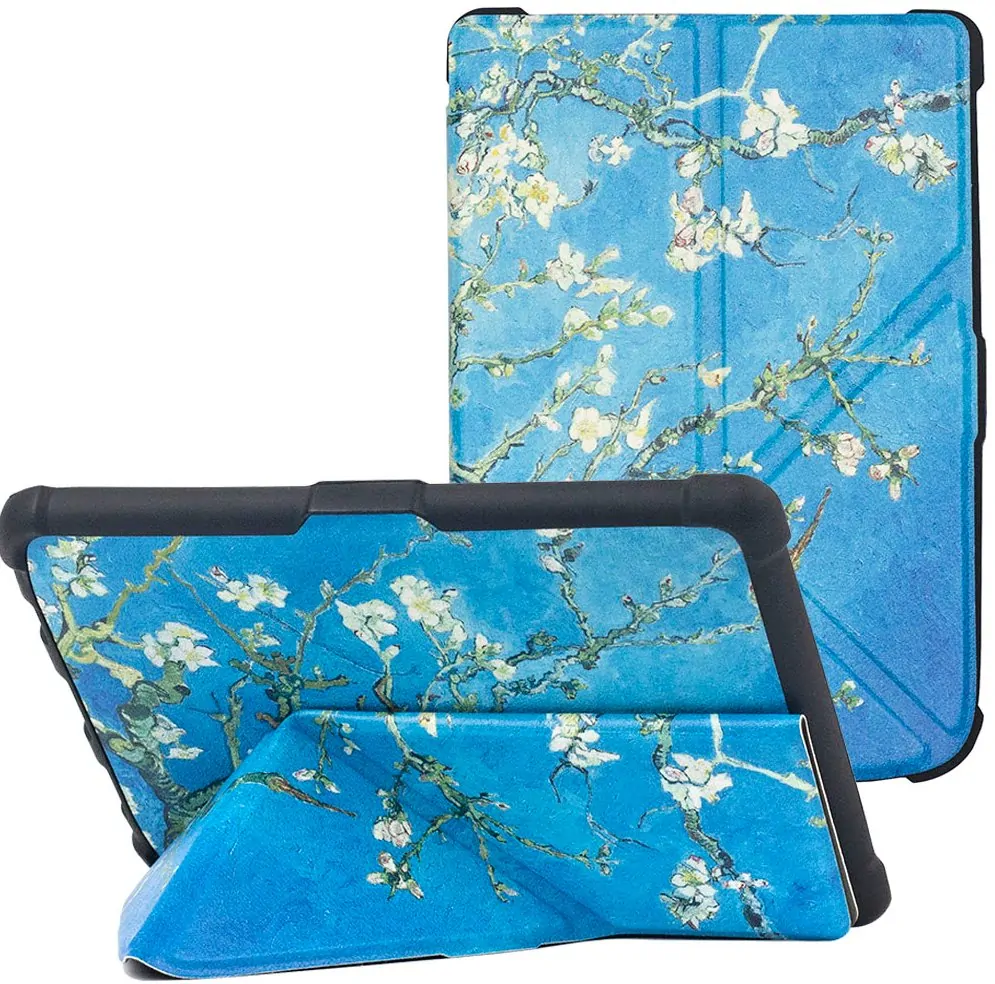 Origami Durable Lock ODL-107 pouzdro pro Pocketbook 616 / 617 / 618 / 627 / 628 / 632 / 633 - motiv Blue Garden, stojánek, magnet