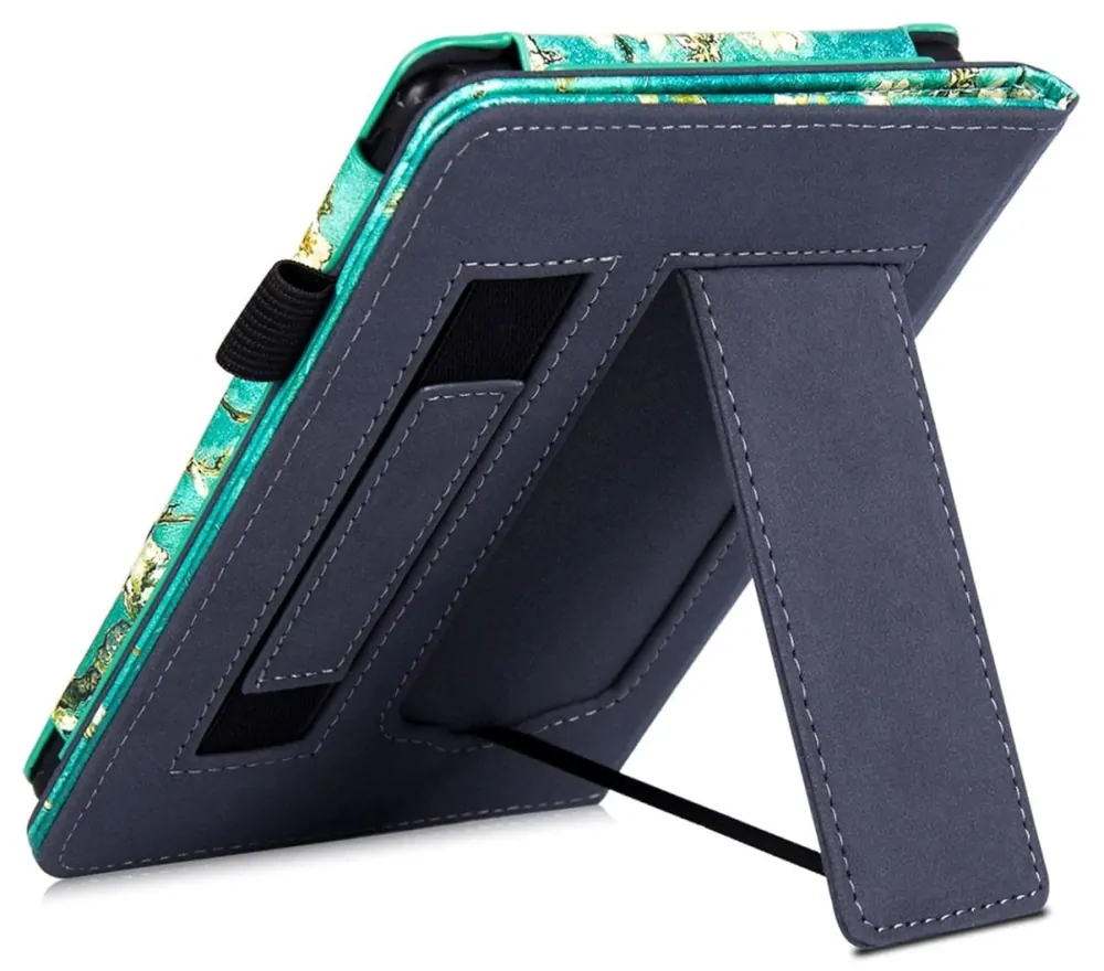 ARMORI Holder T050 - pouzdro se stojánkem pro Pocketbook 629/634 Verse (Pro) - motiv Blue Garden, magnet, AutoSleep