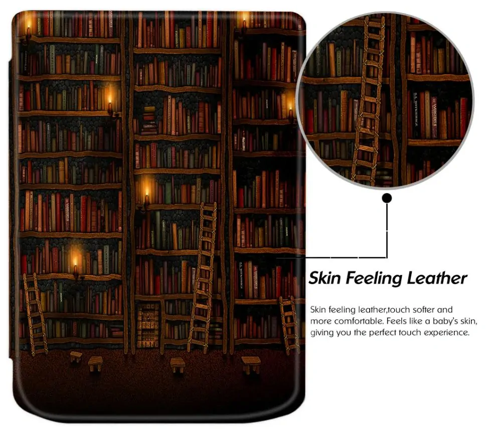 Armori Trimer T059, pouzdro pro Pocketbook 629 Verse / 634 Verse Pro - magnetické zavírání, AutoSleep, motiv Library