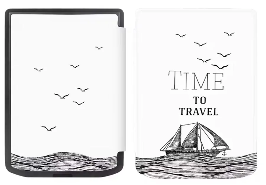 Armori Trimer T060, pouzdro pro Pocketbook 629 Verse / 634 Verse Pro - magnetické zavírání, AutoSleep, motiv Time to Travel