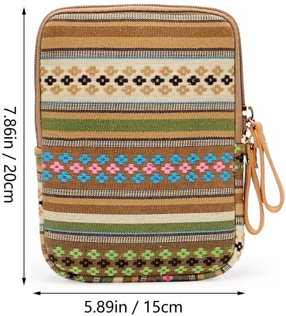 ARMORI Zipper Z082 - motiv Brown Cross - Univerzální pouzdro pro čtečky 6" - textilní, zip