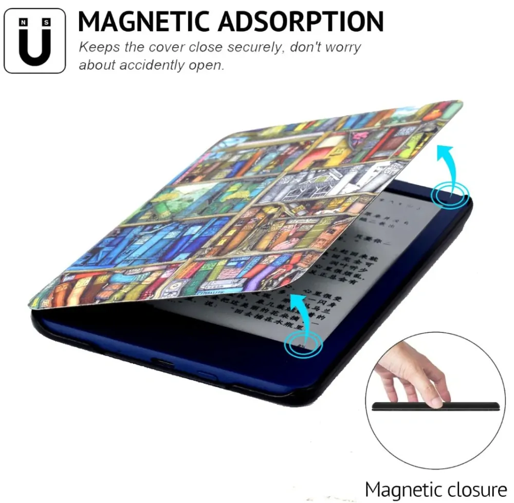 Armori Trimer T111, pouzdro pro Amazon Kindle Paperwhite 1/2/3 - magnetické zavírání, AutoSleep, motiv Elder Library