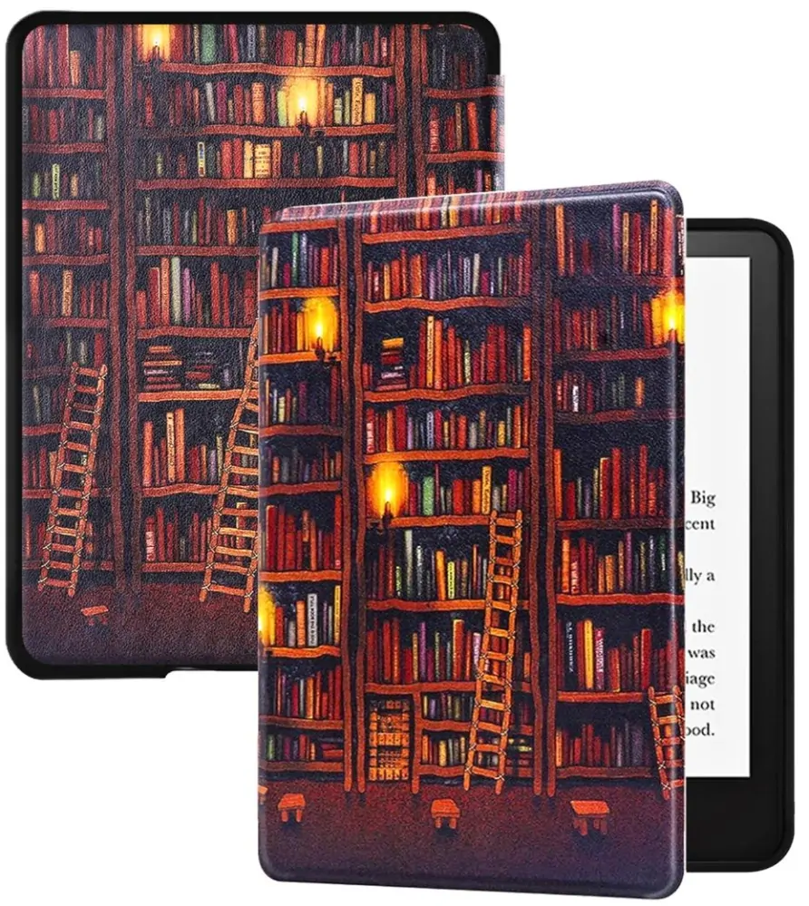 Armori Trimer T128, pouzdro pro Amazon Kindle Paperwhite 1/2/3 - magnetické zavírání, AutoSleep, motiv Library