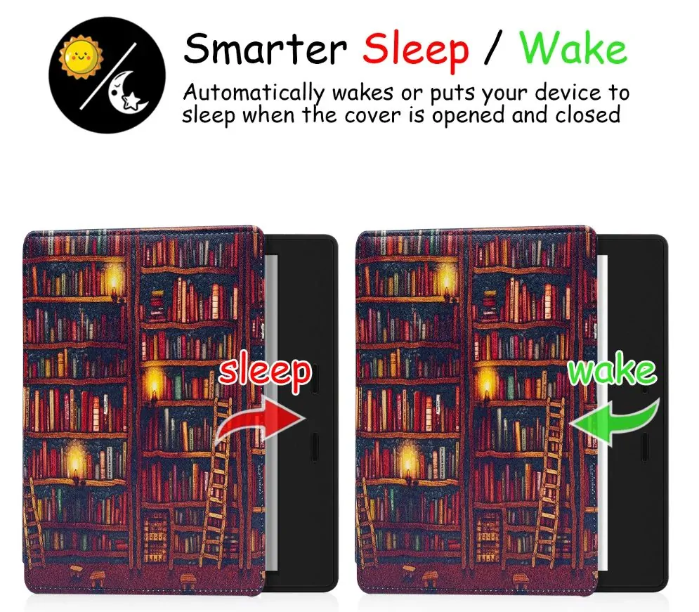 Armori Trimer T153, pouzdro pro Amazon Kindle Oasis 2/3 - magnetické zavírání, AutoSleep, motiv Library