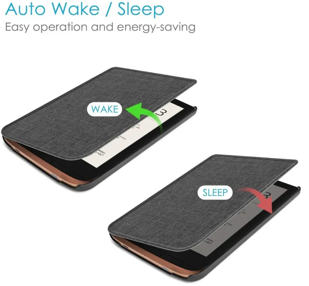 Armori Trimer T187, pouzdro pro Pocketbook 616/617/618/627/628/632/633 - magnetické zavírání, AutoSleep, motiv Grey Canvas