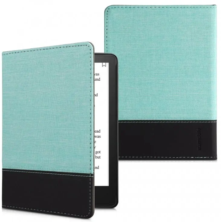 Pouzdro KW Mobile - Leather And Canvas - KW5715771 - pro Amazon Kindle Paperwhite 5 (2021) - tyrkysové, černé