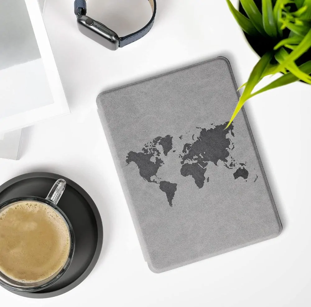 Pouzdro KW Mobile - Travel Outline - KW5625807 - pro Amazon Kindle Paperwhite 5 (2021) - šedé