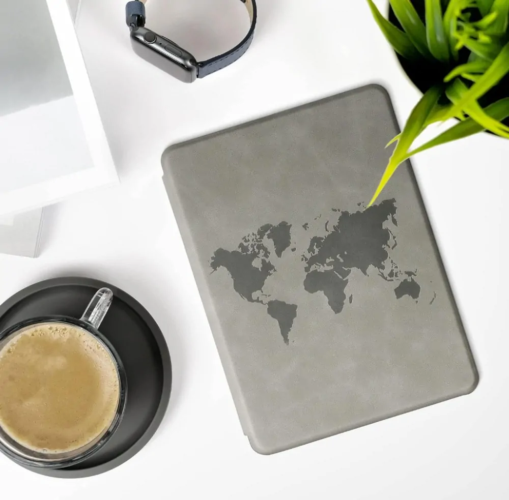 Pouzdro KW Mobile - Travel Outline II - KW5625704 - pro Amazon Kindle Paperwhite 5 (2021) - šedé