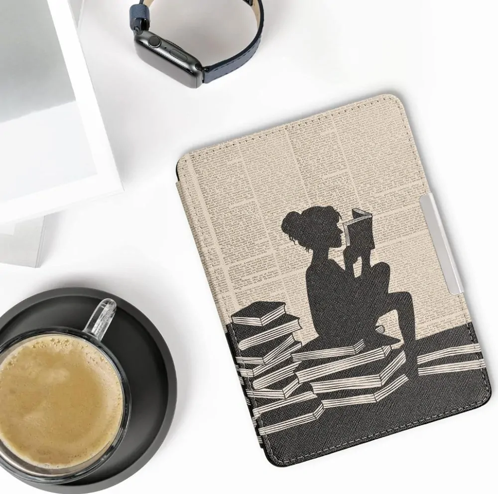 Pouzdro KW Mobile - Girl And Books - KW2582448 - pro Amazon Kindle Paperwhite 1/2/3 - vícebarevné
