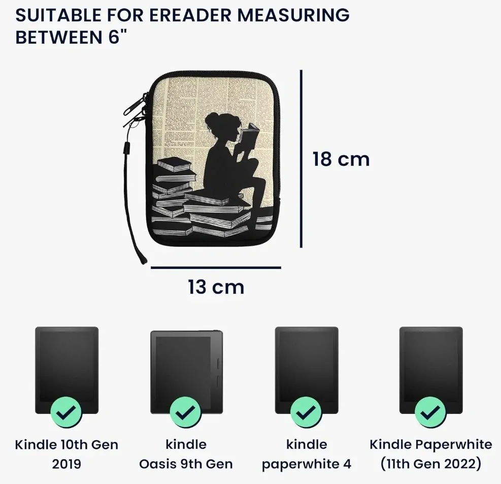 Pouzdro KW Mobile, motiv Girl And Books - KW5033517 - Univerzální pouzdro pro čtečky 6" - vícebarevné