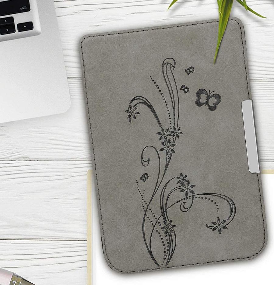 Pouzdro KW Mobile - Butterfly Tendril - KW5022802 - pro Pocketbook 616/617/627/628/632/633 - šedé