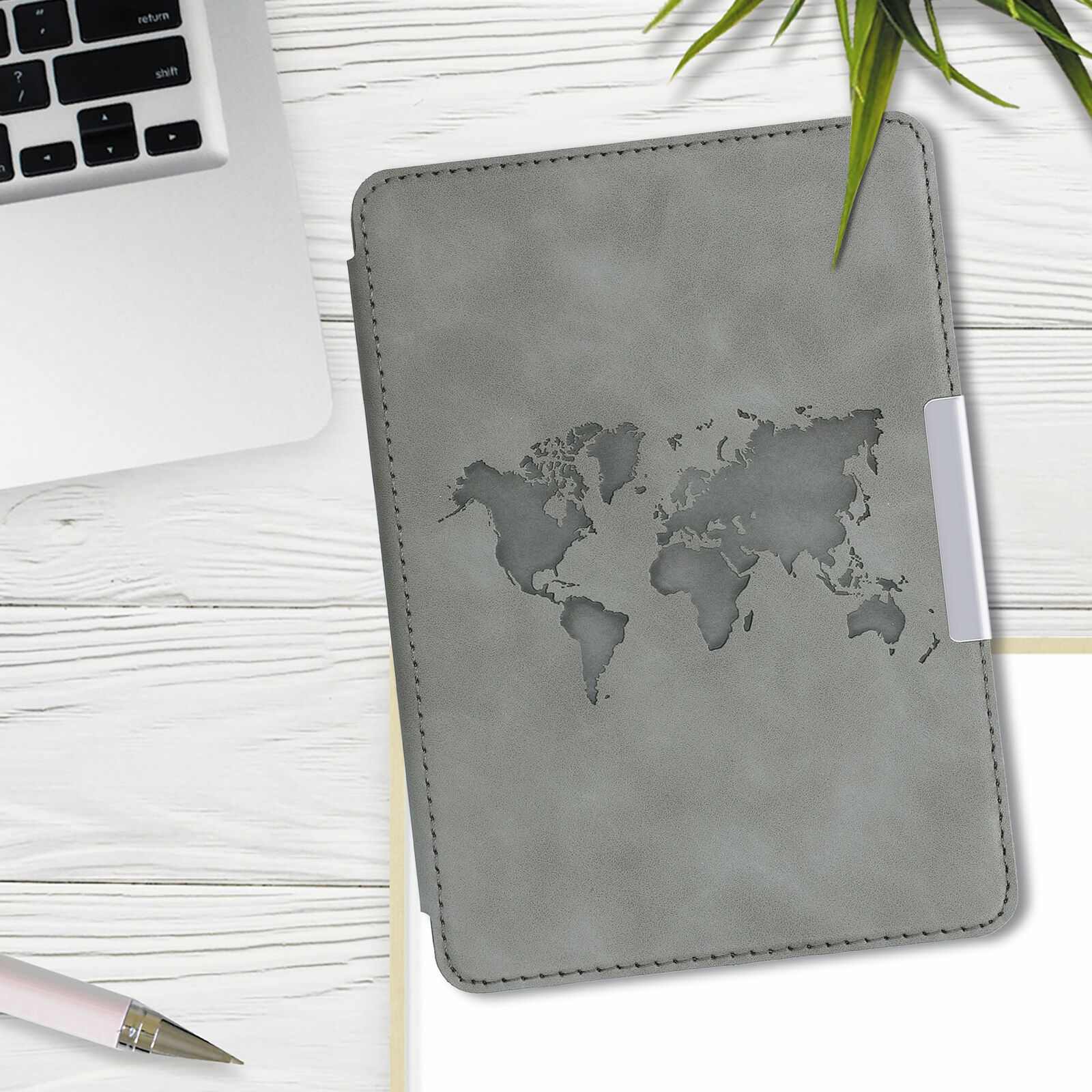 Pouzdro KW Mobile - Travel Outline - KW4897513 - pro Amazon Kindle Paperwhite 4 (2018) - šedé