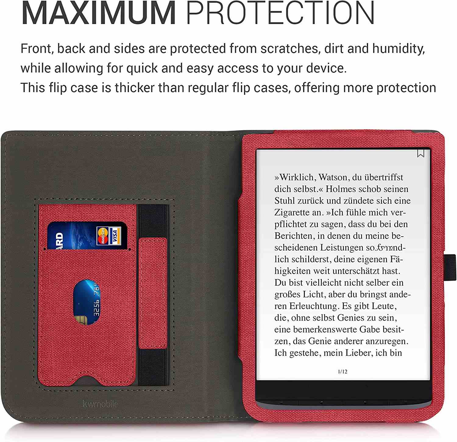 Pouzdro KW Mobile Double Leather - KW5364802 - pro Pocketbook 740/741 - barva grey, červené