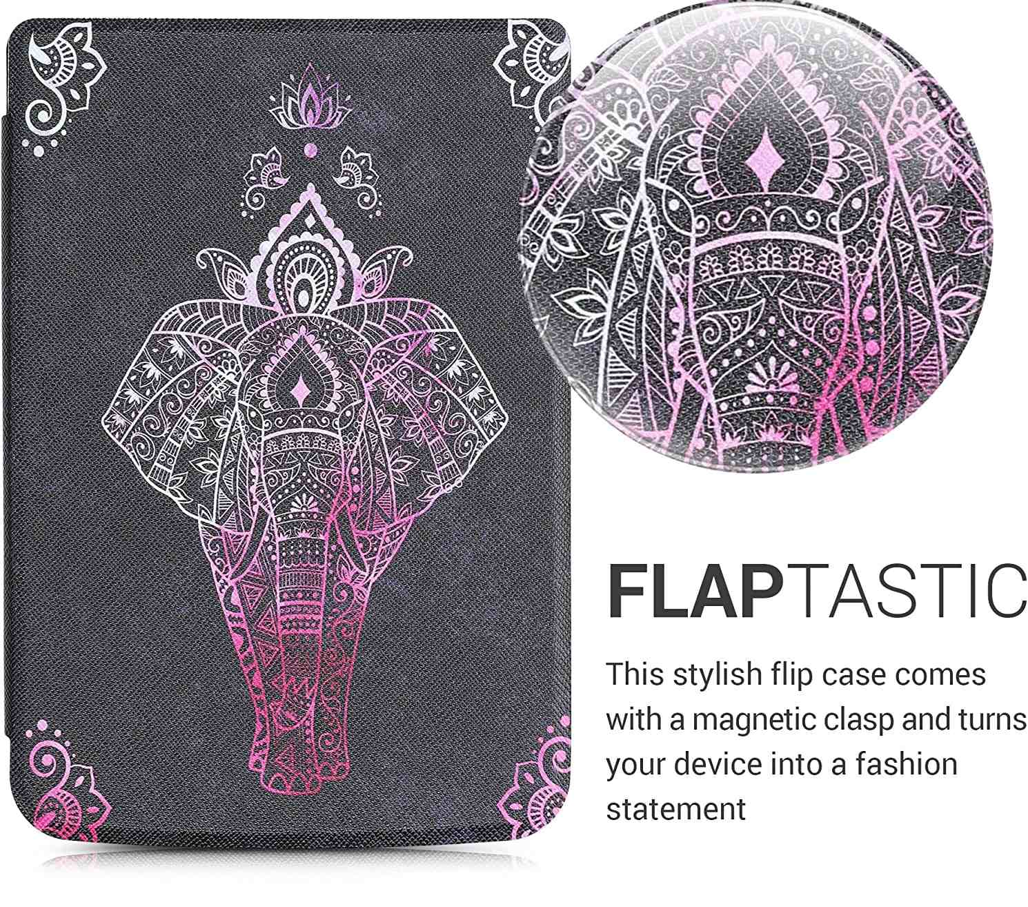 Pouzdro KW Mobile - Elephant Sketch - KW4621614 - pro Pocketbook 616/617/627/628/632/633 - antracitové