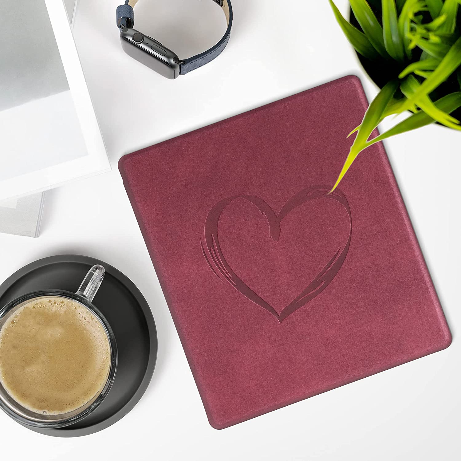 Pouzdro KW Mobile - Brushed Heart -  KW5697205 - pro Amazon Kindle Oasis 2/3 - červené