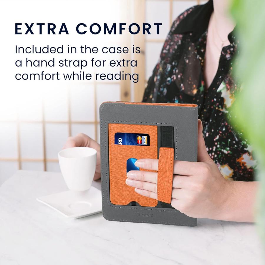 Pouzdro KW Mobile Double Leather - KW5626106 - pro Amazon Kindle Paperwhite 5 (2021) - šedá, oranžová