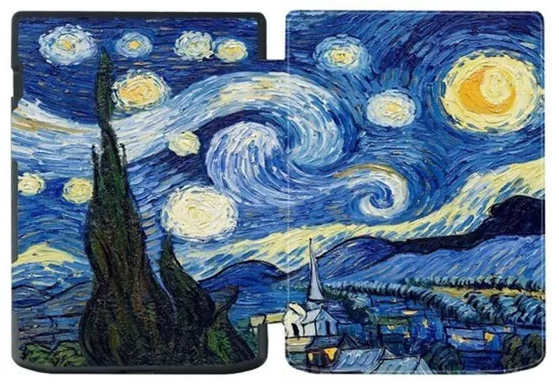 Pouzdro B-SAFE LOCK 3482, obal na Pocketbook 743G InkPad 4 a Pocketbook 743C InkPad Color 2 - motiv Gogh, magnetické zavírání, AutoSleep