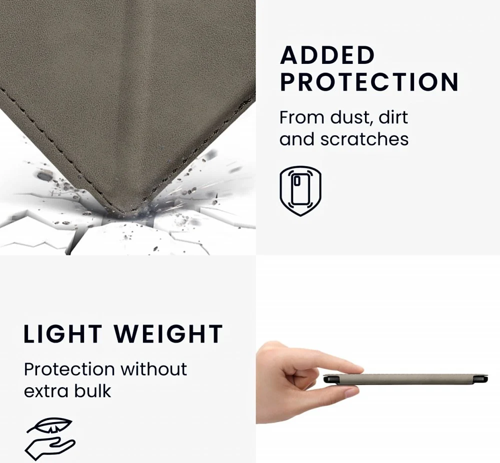 Pouzdro KW Mobile - Origami Nubuk Brushed Heart - KW6006101 - pro Amazon Kindle Oasis 2 / 3 - šedé