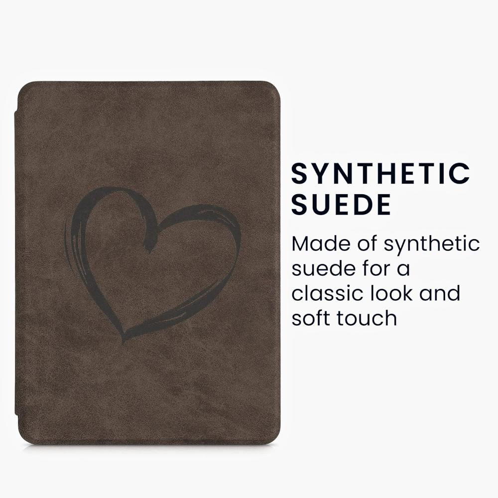 Pouzdro KW Mobile Felt Brushed Heart - KW5625802 - pro Amazon Kindle Paperwhite 5 (2021) - hnědé