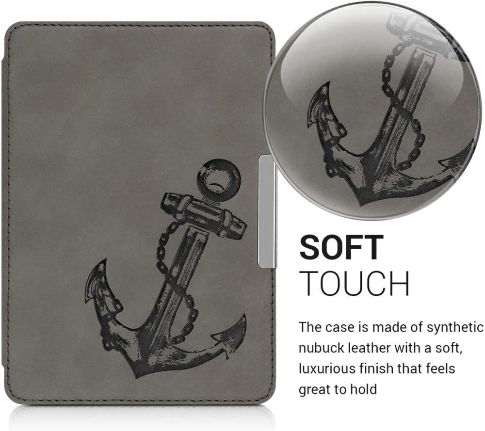 Pouzdro KW Mobile - Vintage Anchor - KW4897506 - pro Amazon Kindle Paperwhite 4 (2018) - šedé