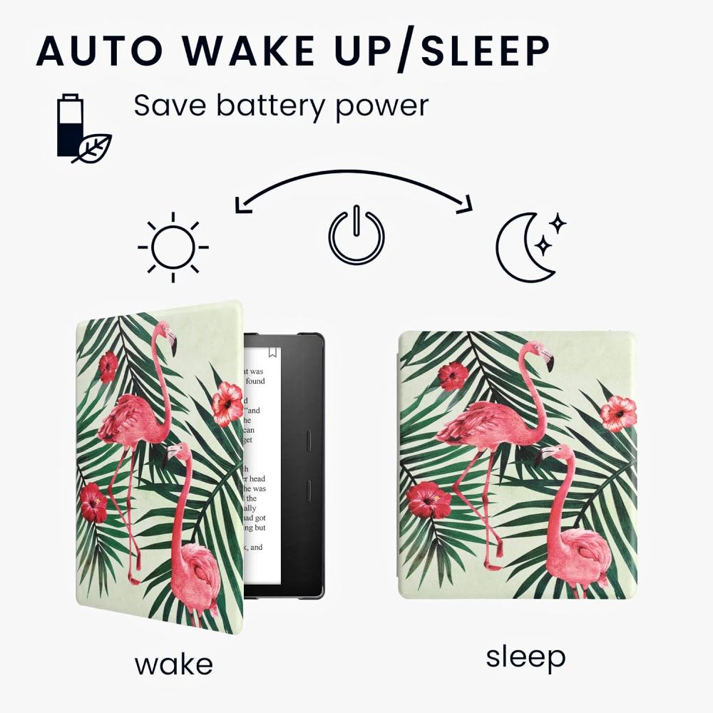 Pouzdro KW Mobile - Flamingos & Palm Trees - KW4941715 - pro Amazon Kindle Oasis 2 / 3 - vícebarevné