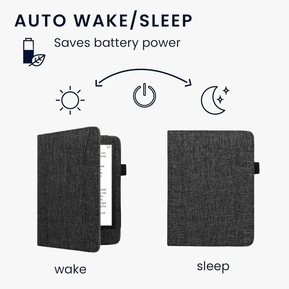 Pouzdro KW Mobile - Fabric Flip - KW5971819 - pro Amazon Kindle Paperwhite 4 (2018) - tmavě šedé