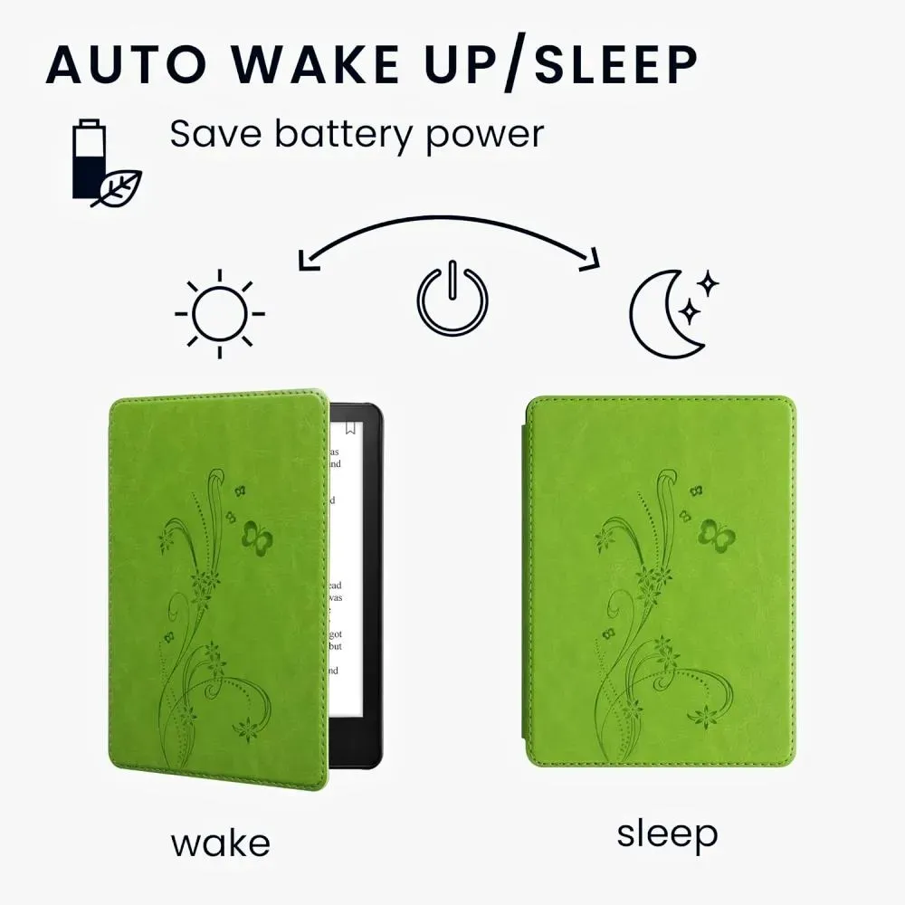 Pouzdro KW Mobile - Butterfly Tendril - KW5625642 - pro Amazon Kindle Paperwhite 5 (2021) - zelené