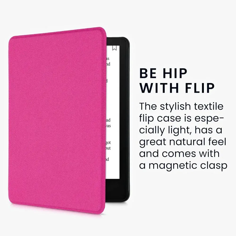 Pouzdro KW Mobile - Nylon Book - KW5626533 - pro Amazon Kindle Paperwhite 5 (2021) - tmavě růžové