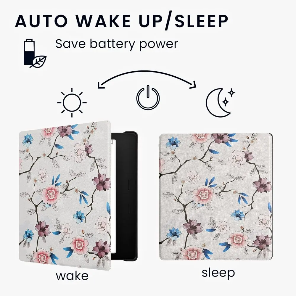 Pouzdro KW Mobile - Flower Leaf - KW4941742 - pro Amazon Kindle Oasis 2 / 3 - vícebarevné