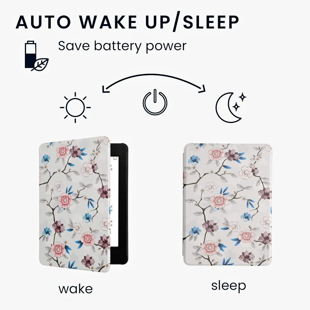 Pouzdro KW Mobile - Flower Leaf - KW5983408 - pro Amazon Kindle Paperwhite 5 (2021) - vícebarevné