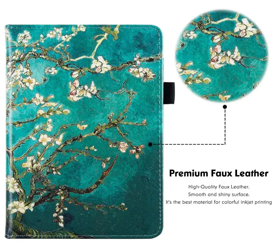 Fortress FT4014 Premium - pouzdro se stojánkem pro Amazon Kindle Paperwhite 5 (2021) - motiv Blue Garden, magnet, AutoSleep