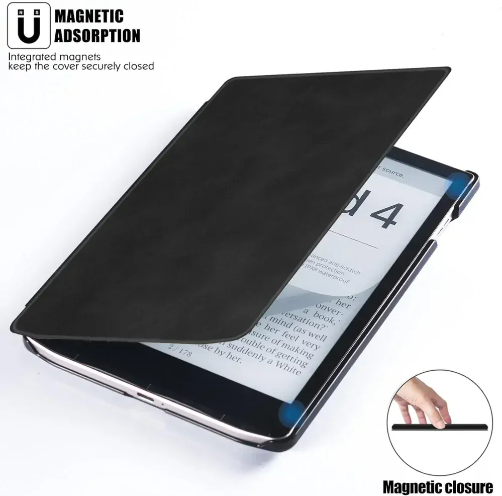 Pouzdro Durable Lock DL4040, obal na Pocketbook 743G InkPad 4 a Pocketbook 743C InkPad Color (2/3) - černé, magnetické zavírání, AutoSleep