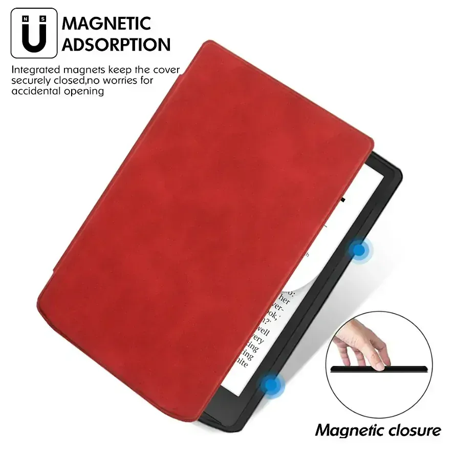 Pouzdro Durable Lock DL4042, obal na Pocketbook 743G InkPad 4 a Pocketbook 743C InkPad Color (2/3) - červené, magnetické zavírání, AutoSleep