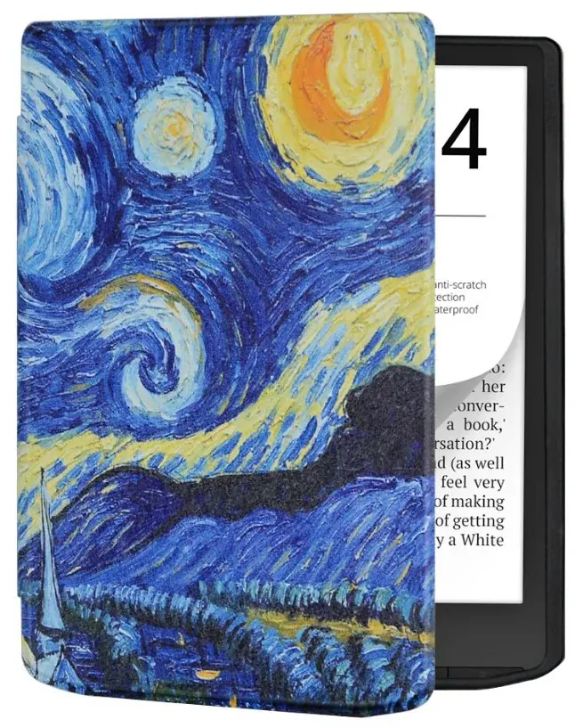Pouzdro Durable Lock DL4051, obal na Pocketbook 743G InkPad 4 a Pocketbook 743C InkPad Color (2/3) - motiv Gogh, magnetické zavírání, AutoSleep