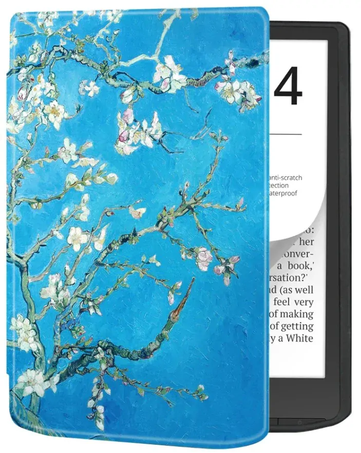 Pouzdro Durable Lock DL4053, obal na Pocketbook 743G InkPad 4 a Pocketbook 743C InkPad Color (2/3) - motiv Blue Garden, magnetické zavírání, AutoSleep