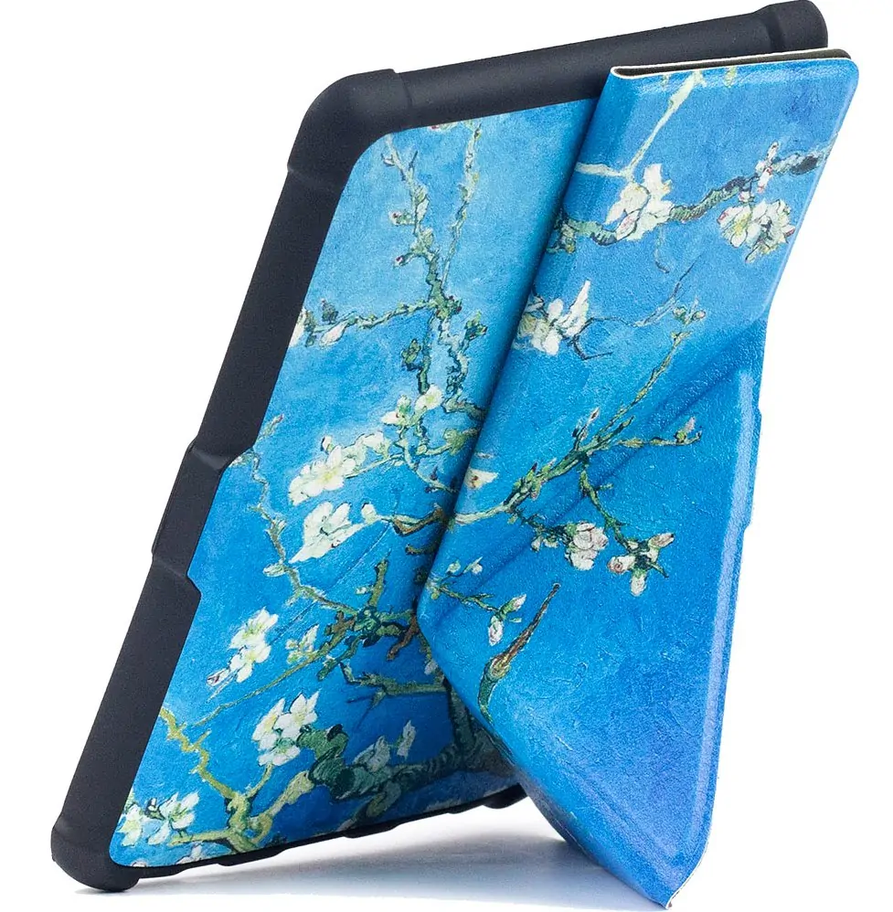 Origami Durable Lock ODL-107 pouzdro pro Pocketbook 616 / 617 / 618 / 627 / 628 / 632 / 633 - motiv Blue Garden, stojánek, magnet