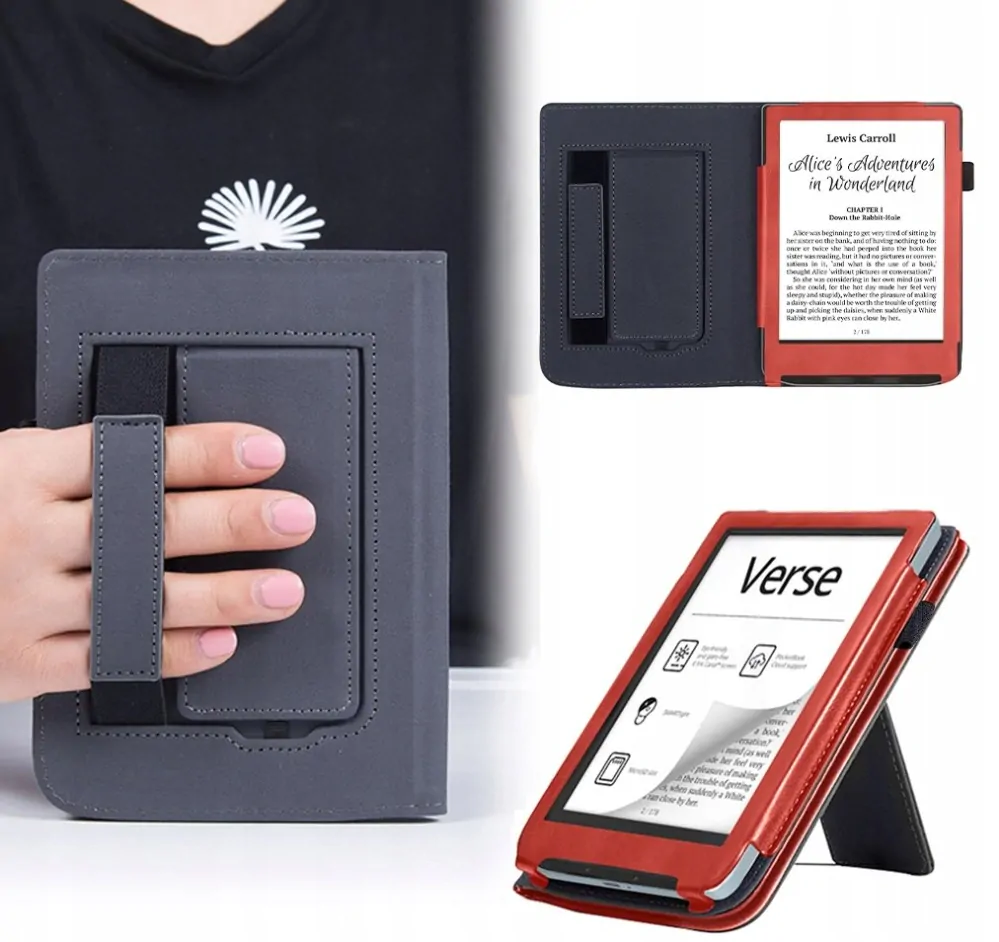 ARMORI Holder T046 - pouzdro se stojánkem pro Pocketbook 629/634 Verse (Pro) - červené, magnet, AutoSleep