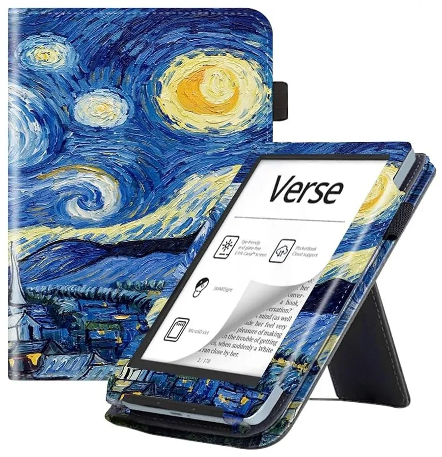 ARMORI Holder T048 - pouzdro se stojánkem pro Pocketbook 629/634 Verse (Pro) - motiv Gogh, magnet, AutoSleep